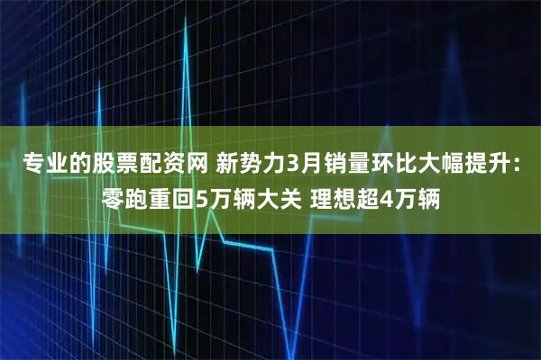专业的股票配资网 新势力3月销量环比大幅提升：零跑重回5万辆大关 理想超4万辆